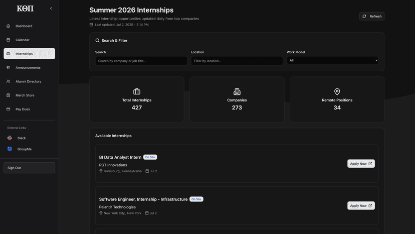 Internships Board